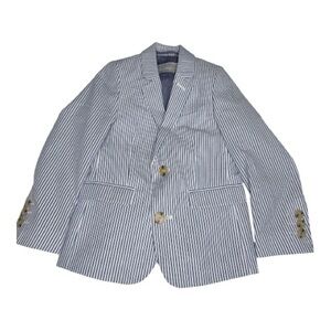 Boys Blue and White Striped Seersucker Blazer